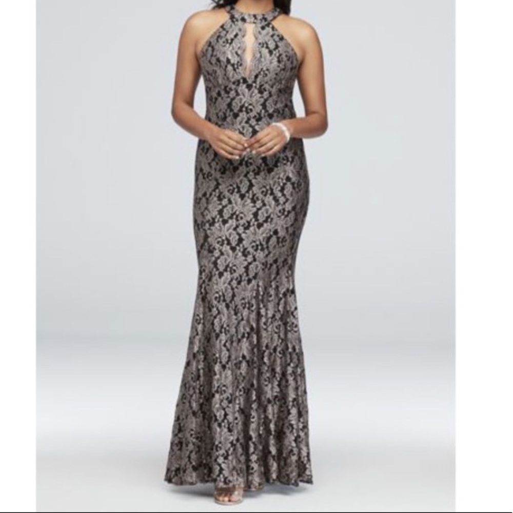 Morgan and Co Halter Mermaid Gown